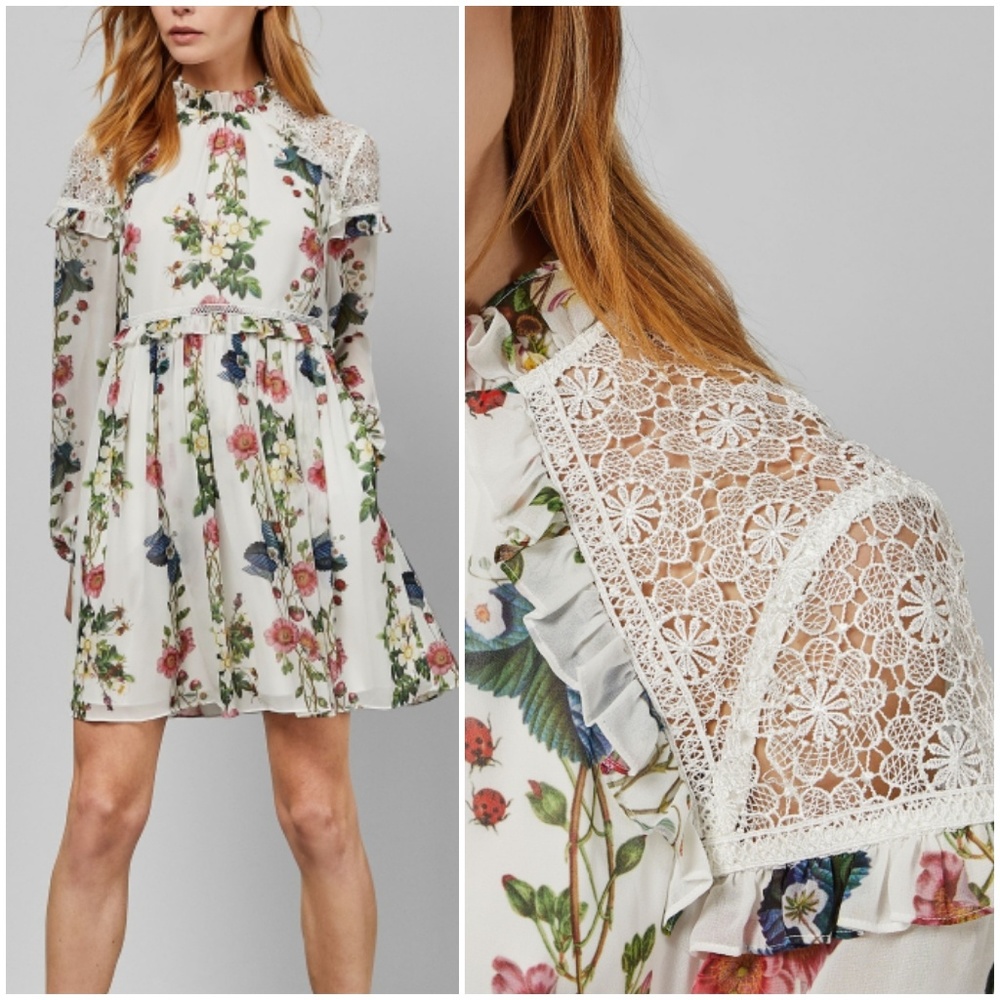 🍒NWT🍒 TED BAKER MARYAM SHIMMERY ORACLE DRESS - Picture 3 of 8